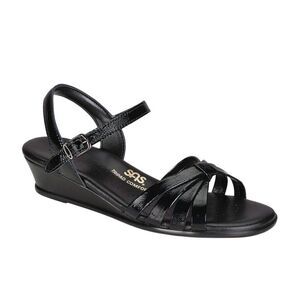 SAS Strippy Quarter Strap Wedge Sandal - Size 8.5 - Black